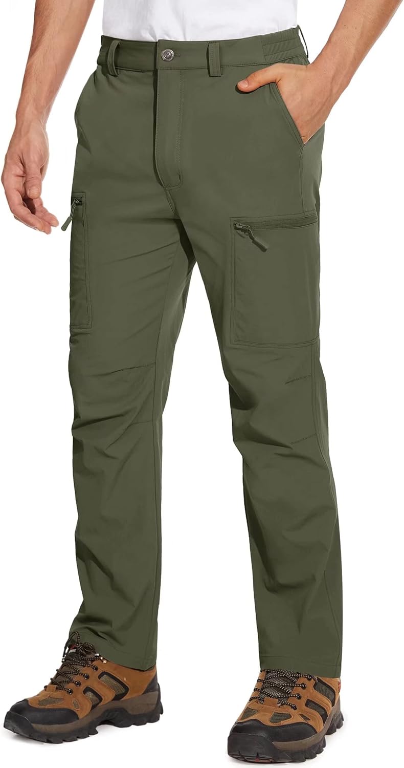 Men's Hiking Pants 6 Pockets,Water Resistant Ripstop Outdoor Pants,Lightweight Quick Dry Fishing Work Pants