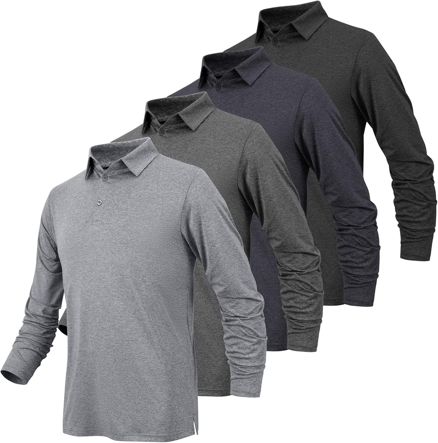 Long Sleeve Polo Shirts for Men Moisture Wicking Mens Long Sleeve Polo Shirts Quick Dry Golf Polos for Men