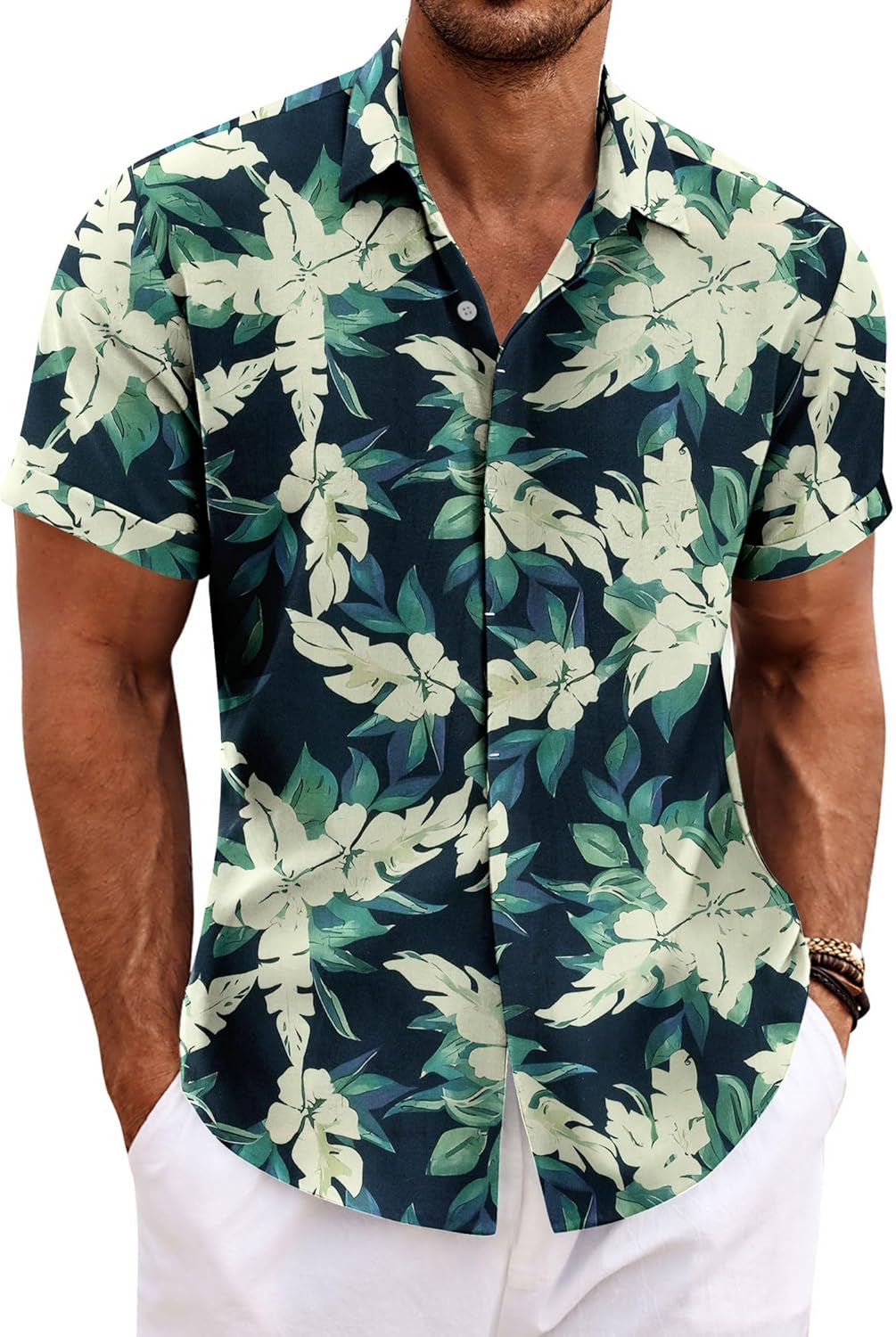 Men's Linen Shirts Short Sleeve Casual Shirts Button Down Shirt for Men Beach Summer Wedding Shirt